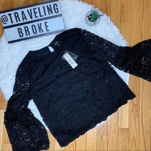 NWT Worthington Black Lace Blouse